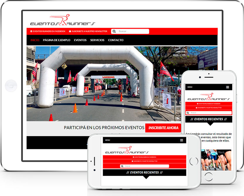 Eventos Runners Web - Ejemplo en varios dispositivos