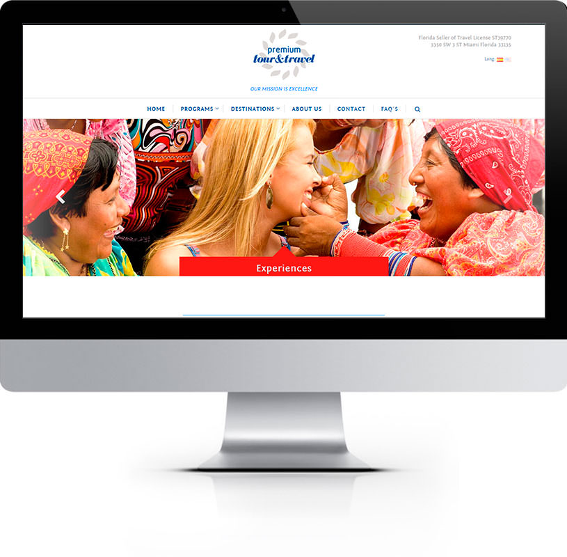 Mockup home sitio web Premium Tour and Travel