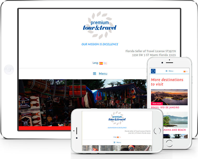 Vista en dispositivos sitio web Premium Tour and Travel